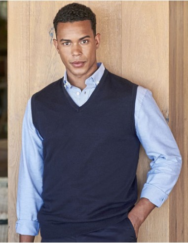 HEN-H724-Mens Lightweight Sleeveless V-Neck Jumper